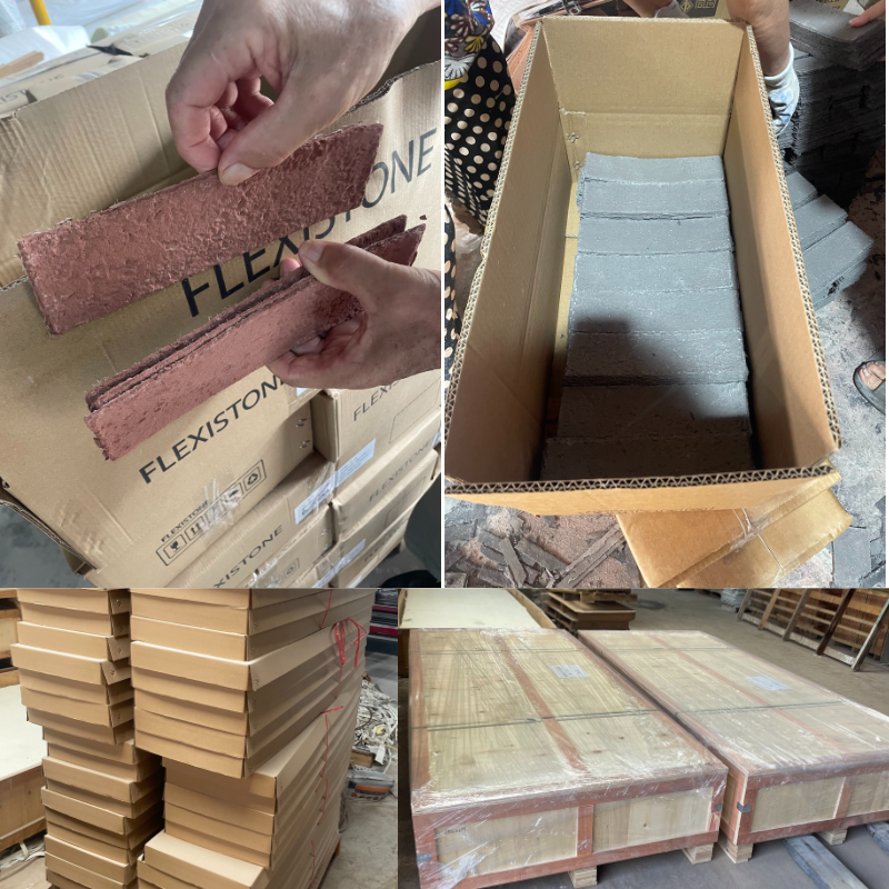 قشرة حجرية مرنة مخصصة يجري إعدادها للشحن