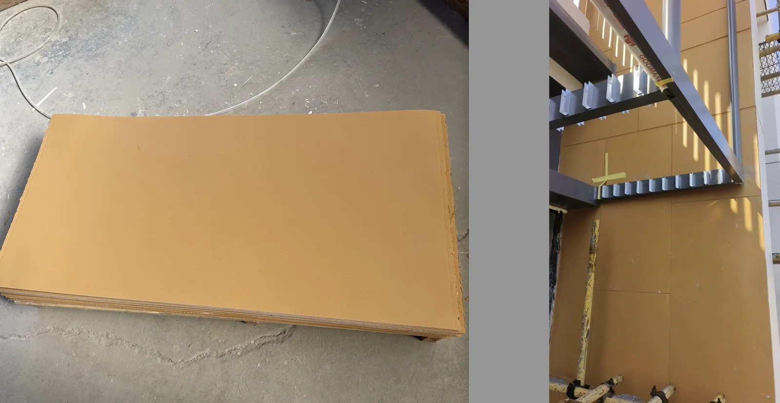 Commercial building exterior wall cladding with flexible stone panels