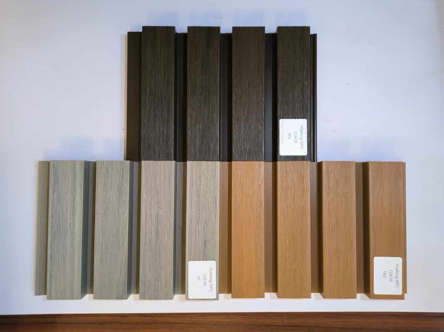 wood-grain WPC wall cladding color range for commercial walls