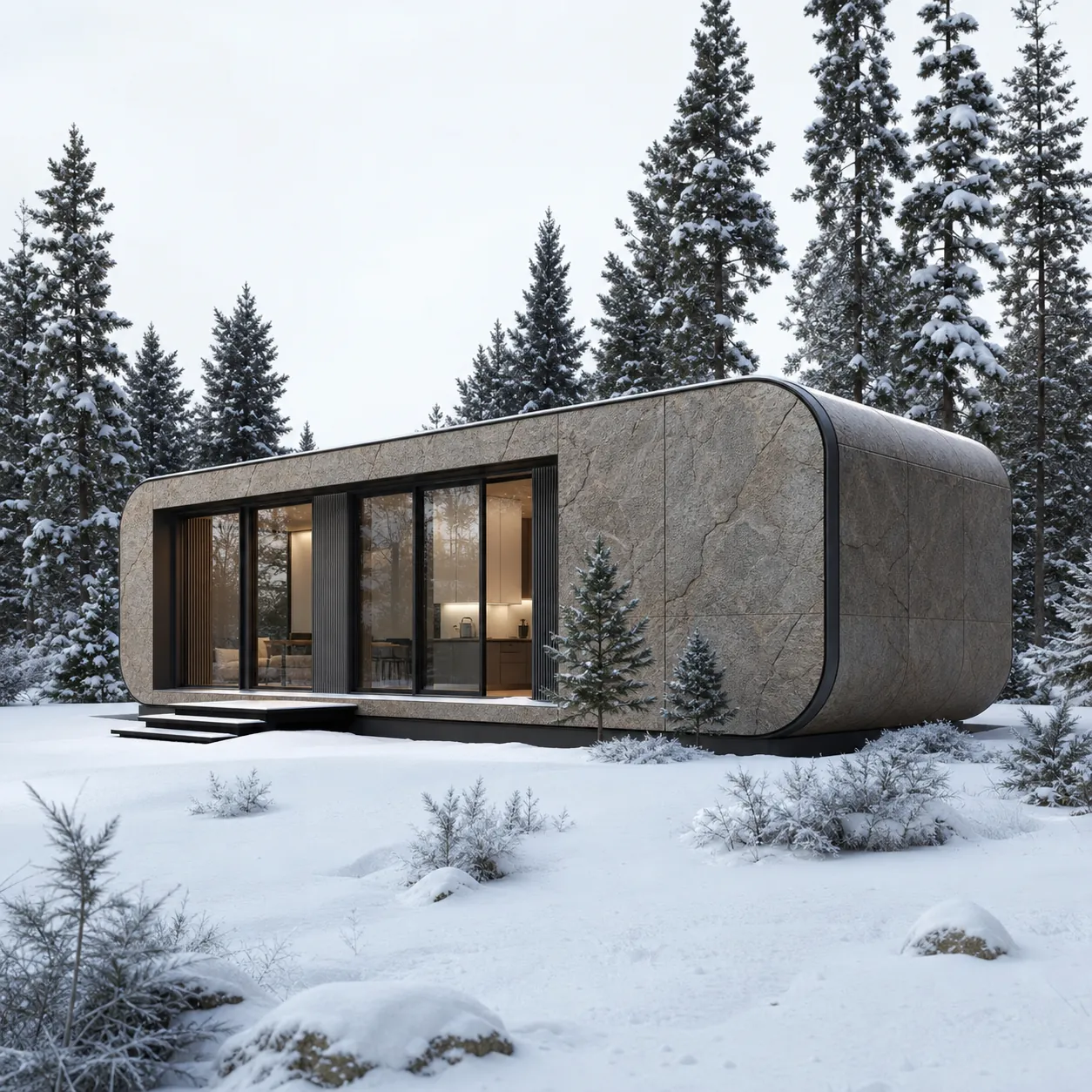Revestimiento exterior de piedra flexible en edificio moderno