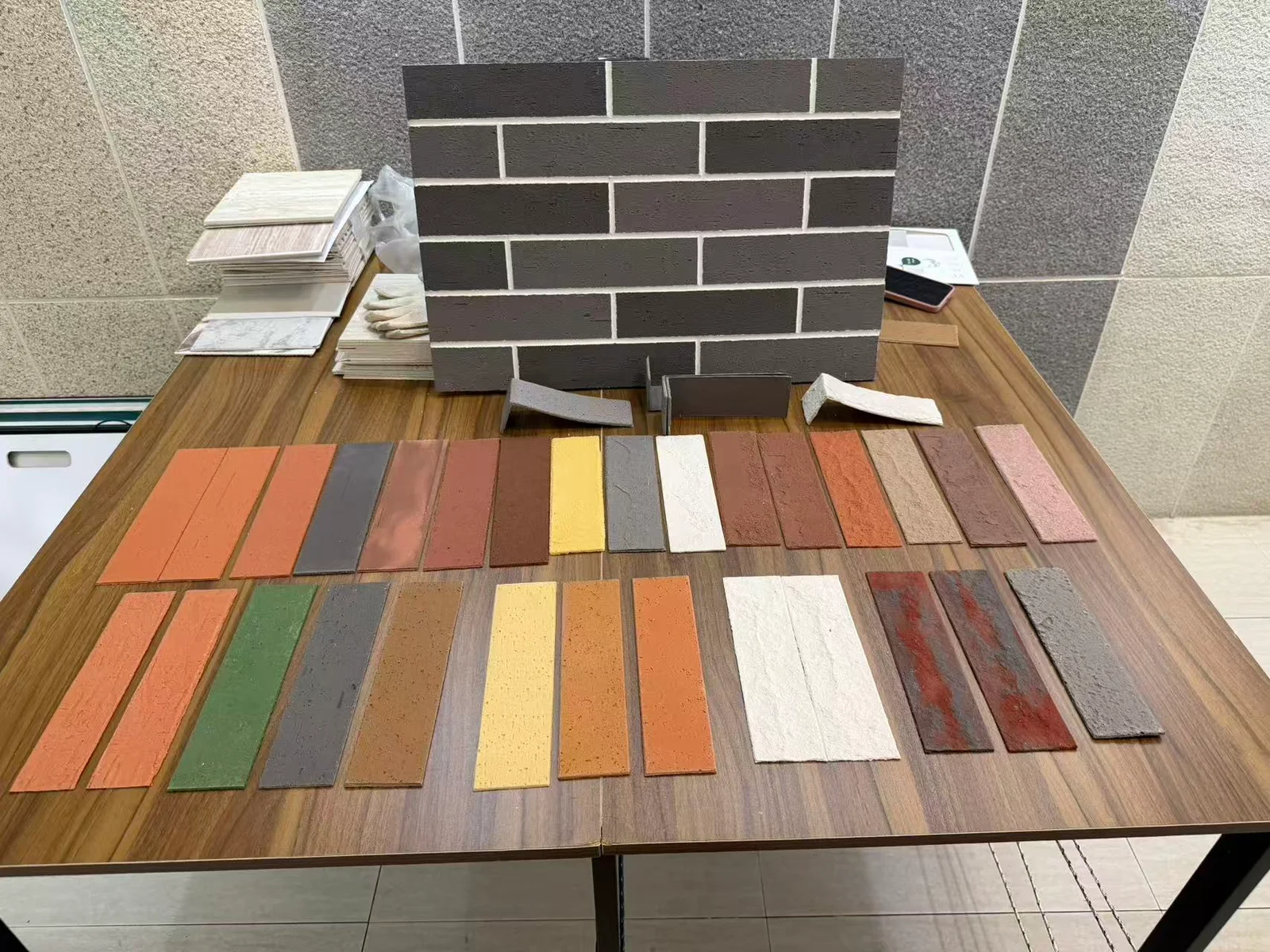 Flexible stone sample boards showing the full range of colours and textures