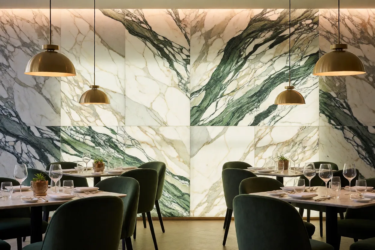 flexible marble tile hotel restaurant feature wall